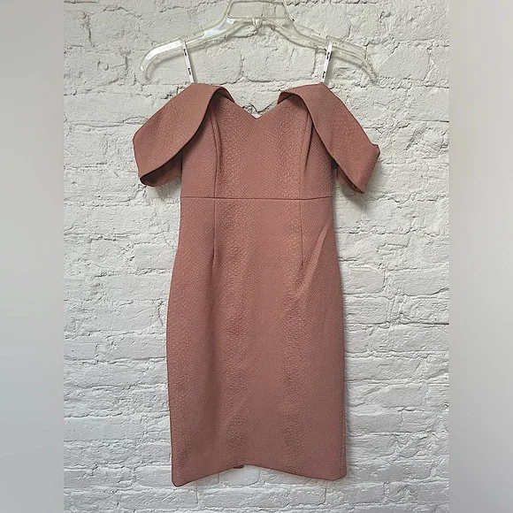 Bardot Eva knee length dress off the shoulder sweetheart,blush pink, US  size 6/S
